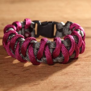 Pink-Sötétszürke paracord karkötő