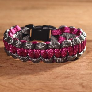 Magenta-Szürke paracord karkötő