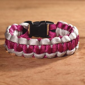 Magenta-Világosszürke paracord karkötő